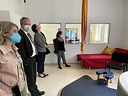 Bischof der EKBO, Dr. Christian Stäblein (2. v. li.), bei der Führung durch das SkillsLab