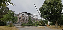 Blick auf die Dachkonstruktion Audimax zur energetischen Sanierung