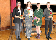 Die Jury: Barbara Putzolu (Helios Klinikum Emil von Behring), Tamara Marraffa (Hebamme), Melissa Manzel (Vorstandsmitglied DBSH Bund), Professorin Dr. Corinna Schmude (ASH Berlin) v.l.n.r.
