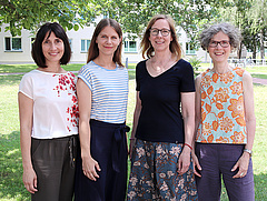 Gruppenbild mit vier Mitarbeiterinnen des Weiterbildungsbereichs EHB