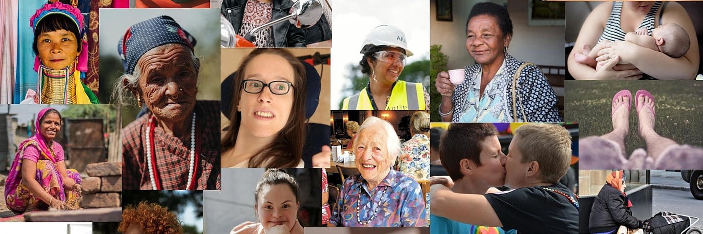 Collage mit unterschiedlichen Frauenmotiven